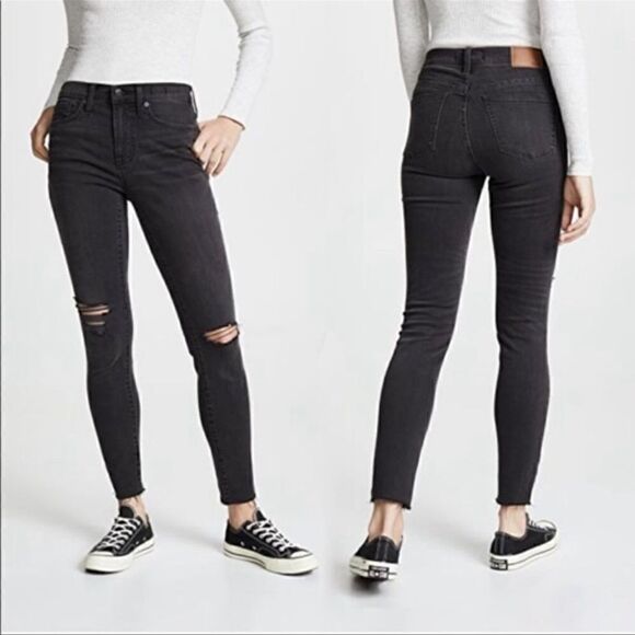 𝅺MADEWELL High Rise 9” Skinny Jeans Raw Hem Charcoal 29 - Picture 1 of 9